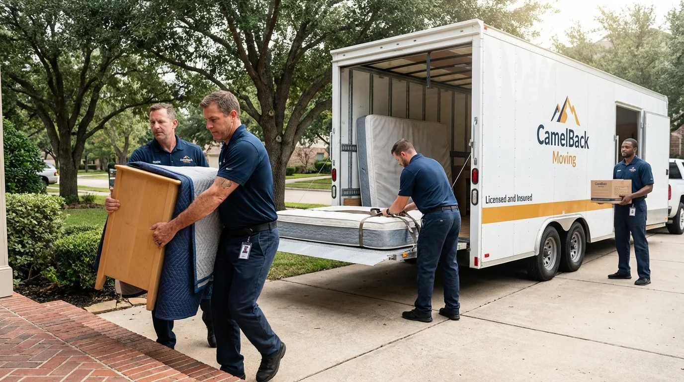 Crew loading residential truck for cross-state move from Boylston, MA