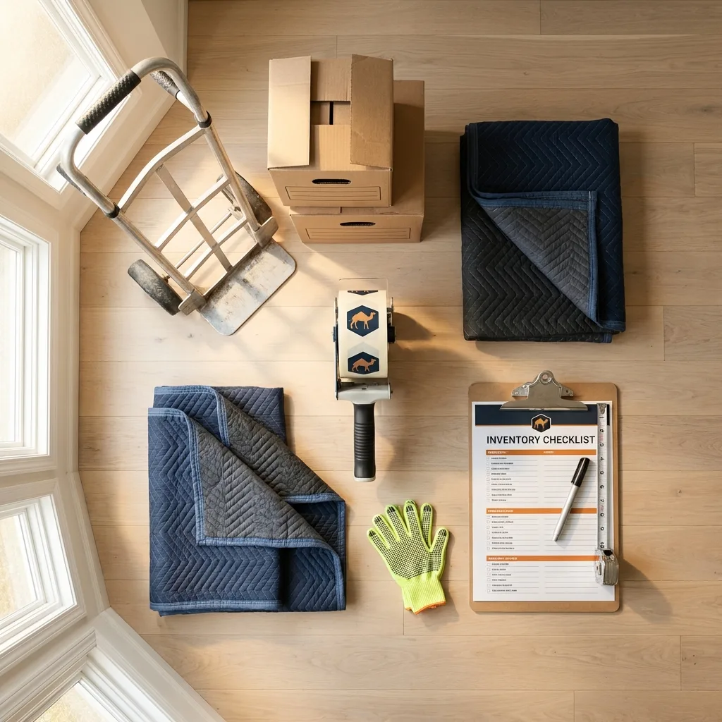 Professional moving supplies and packing materials layout for Boylston residential relocations